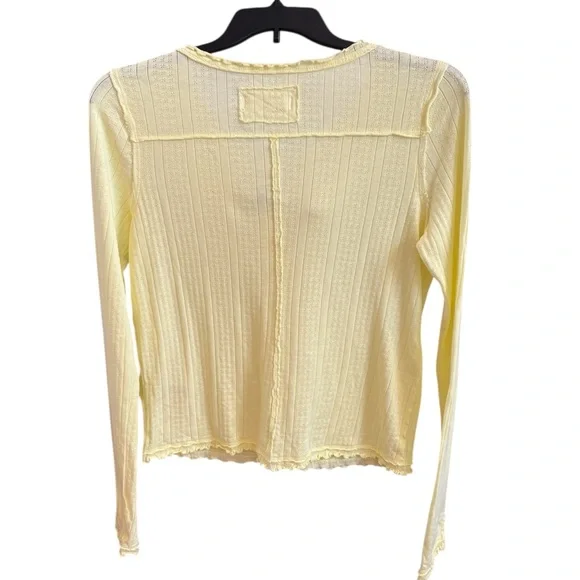 Free People/We the Free Penny Pointelle Cardi in Tender Yellow Size L. NWT Tees - Long Sleeve